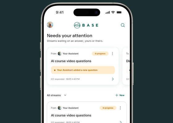 A Decision Stream in Base Delegate, with its questions answered one at a time